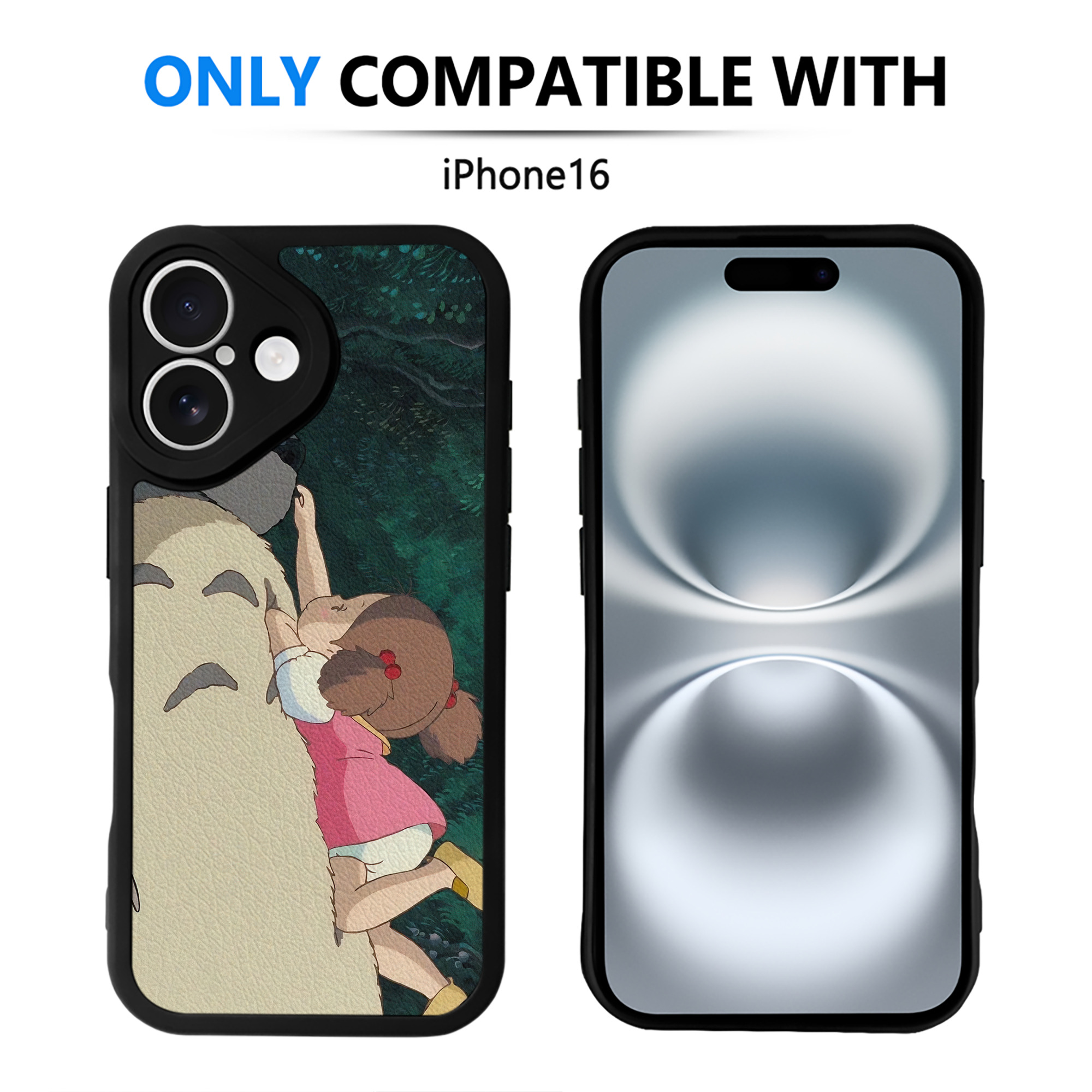 （画像用） となりのトトロ 草壁メイ 草壁サツキ My Neighbor Totoro Satsuki Kusakabe Mei Kusakabe 【iPhone 16シリーズ対応】シリコンスマホケース（レザー調） 材質：シリコン